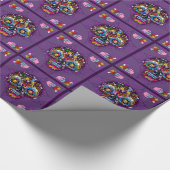 Suiker Kunst Schedel Kawaii Doodle op maat gemaakt Cadeaupapier (Hoek)