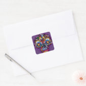 Suiker Kunst Schedel Kawaii Doodle op maat gemaakt Vierkante Sticker (Envelop)