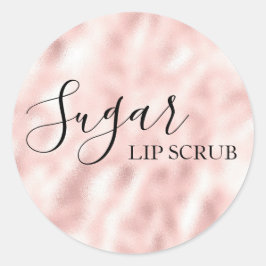 Suiker Lipscrub Elegante Roze Productlabel Ronde Sticker