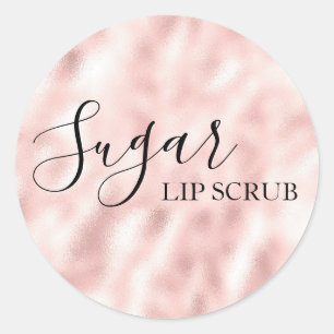 Suiker Lipscrub Elegante Roze Productlabel Ronde Sticker