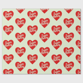 Suiker Moeder Grappige Roze Harten Typografie Cadeaupapier