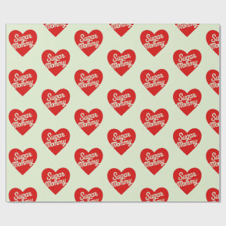Suiker Moeder Grappige Roze Harten Typografie Cadeaupapier
