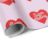 Suiker Moeder Grappige Roze Harten Typografie Cadeaupapier (Rol Hoek)