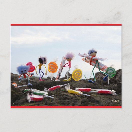 Suiker oogstende Fubby's. Briefkaart (Voorkant)