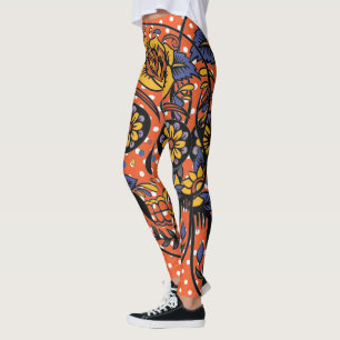 Suiker Oranje Paarse pokstip Leggings