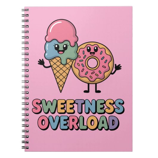 Suiker Overload | Donut & Ijsje Kinderen Notitieboek (Voorkant)