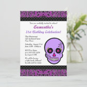 Suiker Paars en zwarte verjaardag uitnodigen Kaart (Staand voorkant)