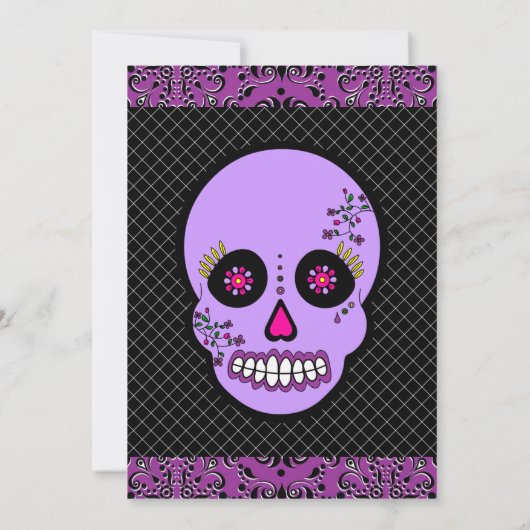 Suiker Paars en zwarte verjaardag uitnodigen Kaart (Achterkant)