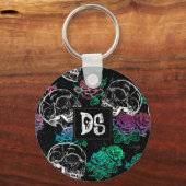 Suiker Paarse Rozen | Donkere koninklijke grunge G Sleutelhanger (Voorkant)