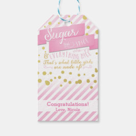 Suiker & Peper Pink & Goud Baby Shower Cadeaubijsl Cadeaulabel