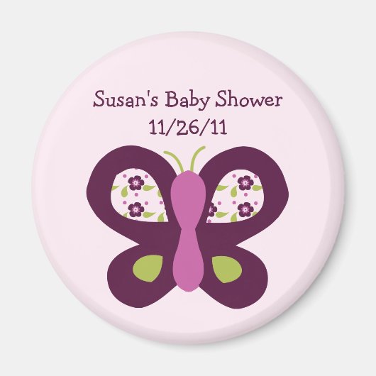 Suiker plum Butterfly Baby shower Magnet (Voorkant)