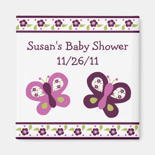 Suiker plum Butterfly Baby shower Magnet #2 (Voorkant)