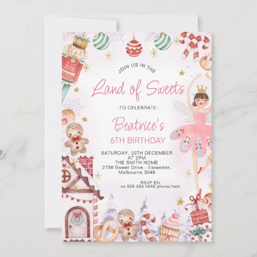 Suiker Plum Fairy Land van zoet Birthday Kaart (Voorkant)