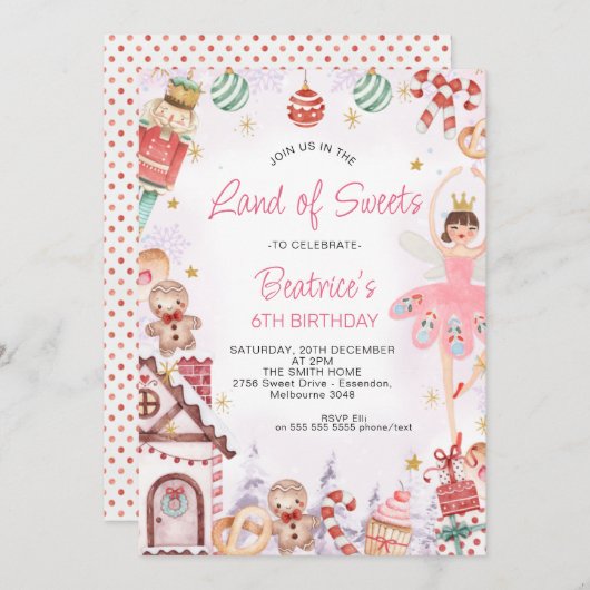 Suiker Plum Fairy Land van zoet Birthday Kaart (Voorkant / Achterkant)