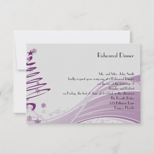 Suiker plum Tree Snowflake Wedding Rehearsal Dinne Kaart (Voorkant)