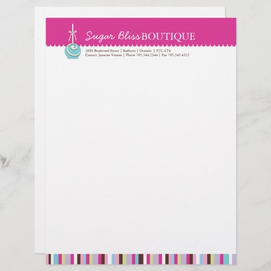 Suiker Pop Letterhead Briefhoofd Ontwerp (Voorkant / Achterkant)