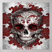 Suiker Poster van de schedel in rood (Voorkant)