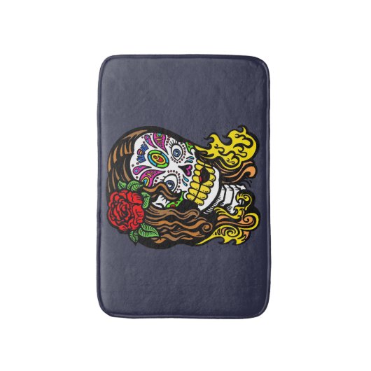 Suiker Roos van de schedel in haar Badmat (Voorkant Verticaal)