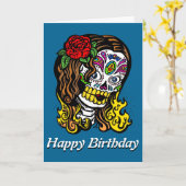 Suiker Roos van de schedel in haar Kaart (Gele Bloem)