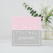 Suiker Roze Grijs Moderne Trouw Uitnodiging (Staand voorkant)
