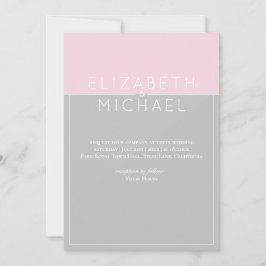 Suiker Roze Grijs Moderne Trouw Uitnodiging