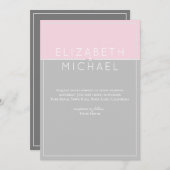 Suiker Roze Grijs Moderne Trouw Uitnodiging (Voorkant / Achterkant)