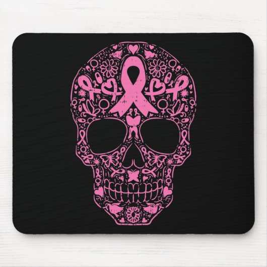 Suiker roze lintje Calavera Breast Cancer Awa Muismat (Voorkant)