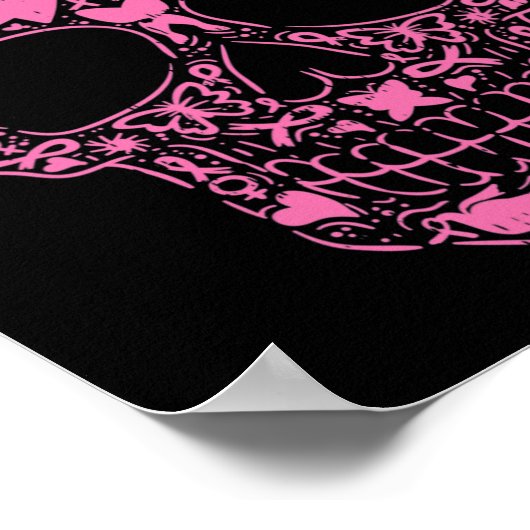 Suiker roze lintje Calavera Breast Cancer Awa Poster (Hoek)