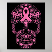 Suiker roze lintje Calavera Breast Cancer Awa Poster (Voorkant)