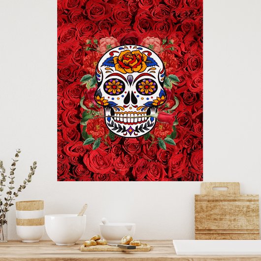 Suiker roze roze rozen Feestdagen groot Poster (Keuken)