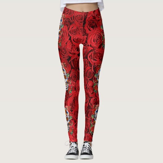 Suiker roze roze rozen Feestdagen Leggings (Voorkant)