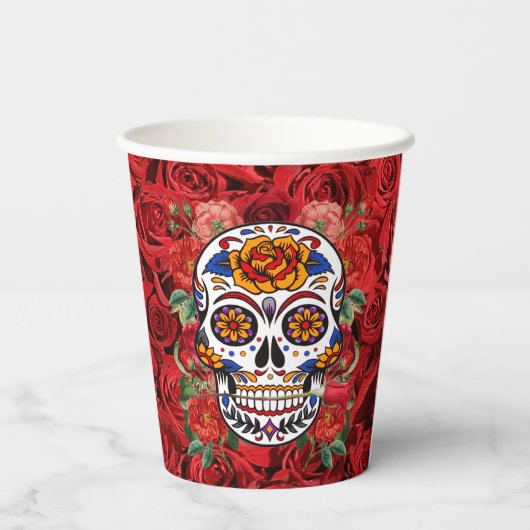 Suiker roze roze rozen Feestdagen Papieren Bekers (Achterkant)