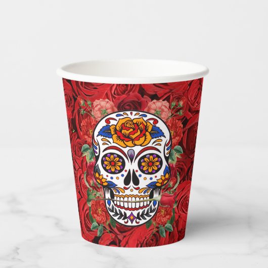 Suiker roze roze rozen Feestdagen Papieren Bekers (Voorkant)