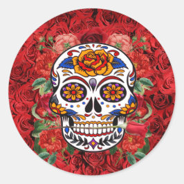 Suiker roze roze rozen Feestdagen Ronde Sticker