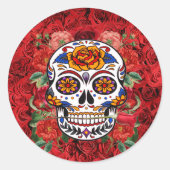 Suiker roze roze rozen Feestdagen Ronde Sticker (Voorkant)