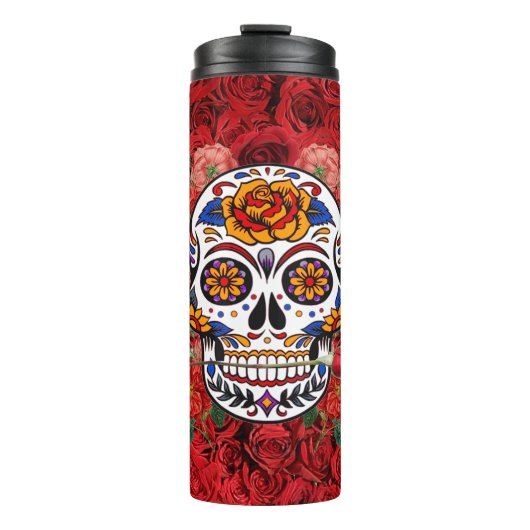 Suiker roze roze rozen Feestdagen Thermosbeker (Voorkant)