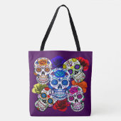 Suiker Rozen met kleurrijke huid Cinco Alle zielen Tote Bag (Voorkant)