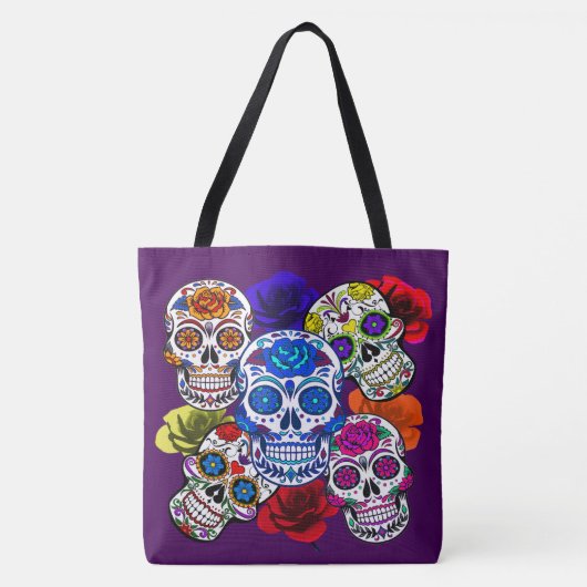 Suiker Rozen met kleurrijke huid Cinco Alle zielen Tote Bag (Voorkant)