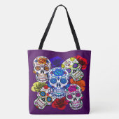 Suiker Rozen met kleurrijke huid Cinco Alle zielen Tote Bag (Achterkant)