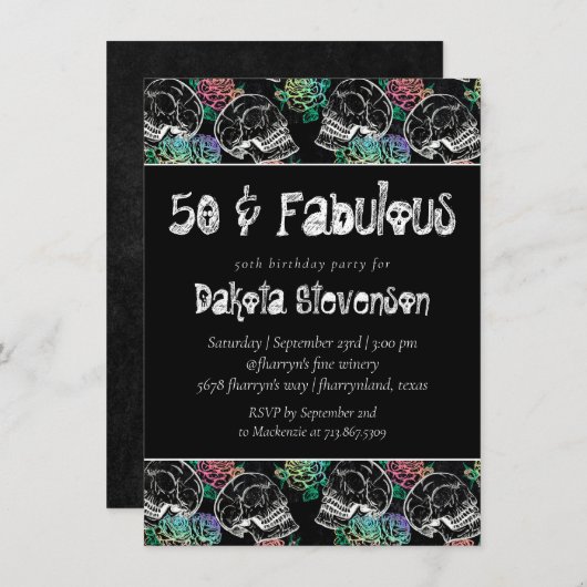 Suiker Rozen van de romp | Ombre 50th Birthday Kaart (Voorkant / Achterkant)