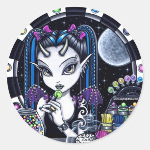 Suiker Schattige gehoornde Snoep Store Faery Stick Ronde Sticker