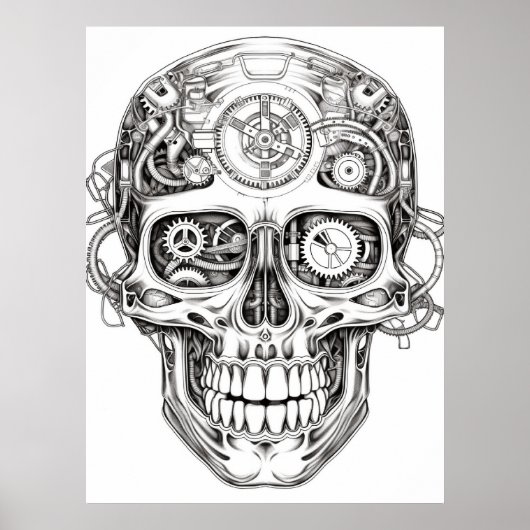 Suiker Schedel Afbeelding Zwart + Wit Kunst aan de Poster (Voorkant)