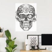 Suiker Schedel Afbeelding Zwart + Wit Kunst aan de Poster (Thuiskantoor)