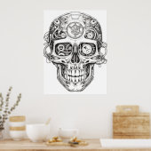 Suiker Schedel Afbeelding Zwart + Wit Kunst aan de Poster (Keuken)