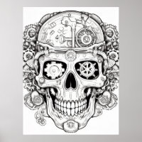 Suiker Schedel Afbeelding Zwart + Wit op een Muur