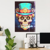 Suiker Schedel Afbeeldingen Cool Guy in een Coole  Poster (Thuiskantoor)