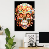 Suiker Schedel Afbeeldingen Helder Lachende Man op Poster (Thuiskantoor)