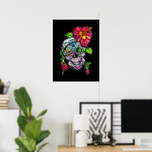 SUIKER schedel & BLOEM 18"X24" Poster (Thuiskantoor)