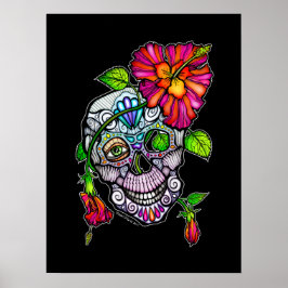 SUIKER schedel & BLOEM 18"X24" Poster