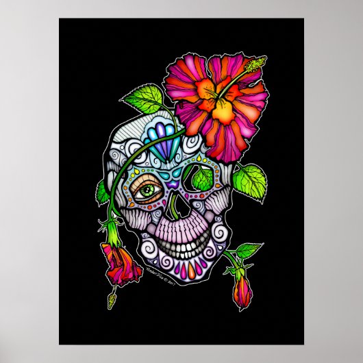 SUIKER schedel & BLOEM 18"X24" Poster (Voorkant)